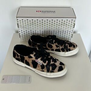 Superga Velvet Leopard Print Sneakers